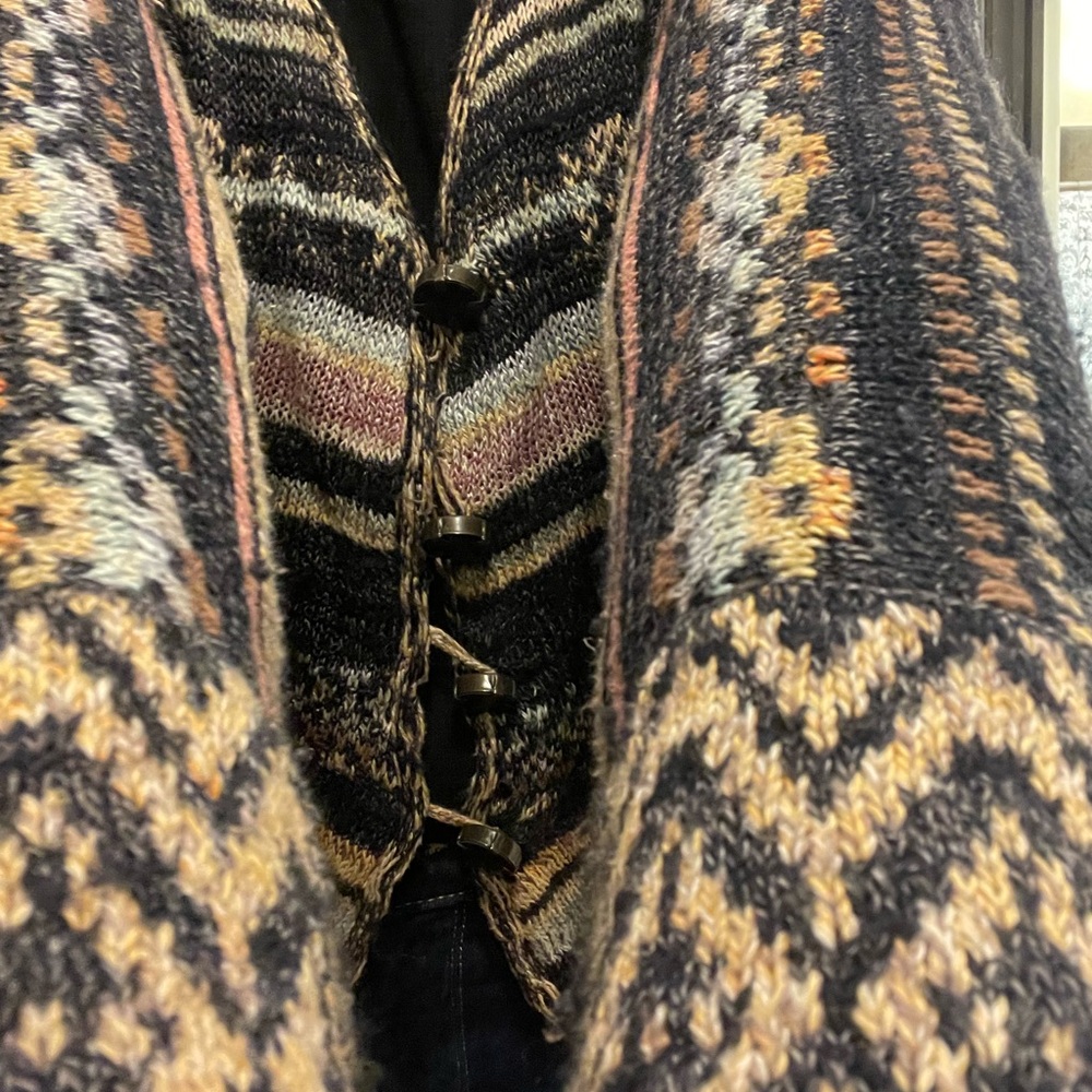 Free People Black and Brown Cardigan with Ornate Design - Picture 9 of 10